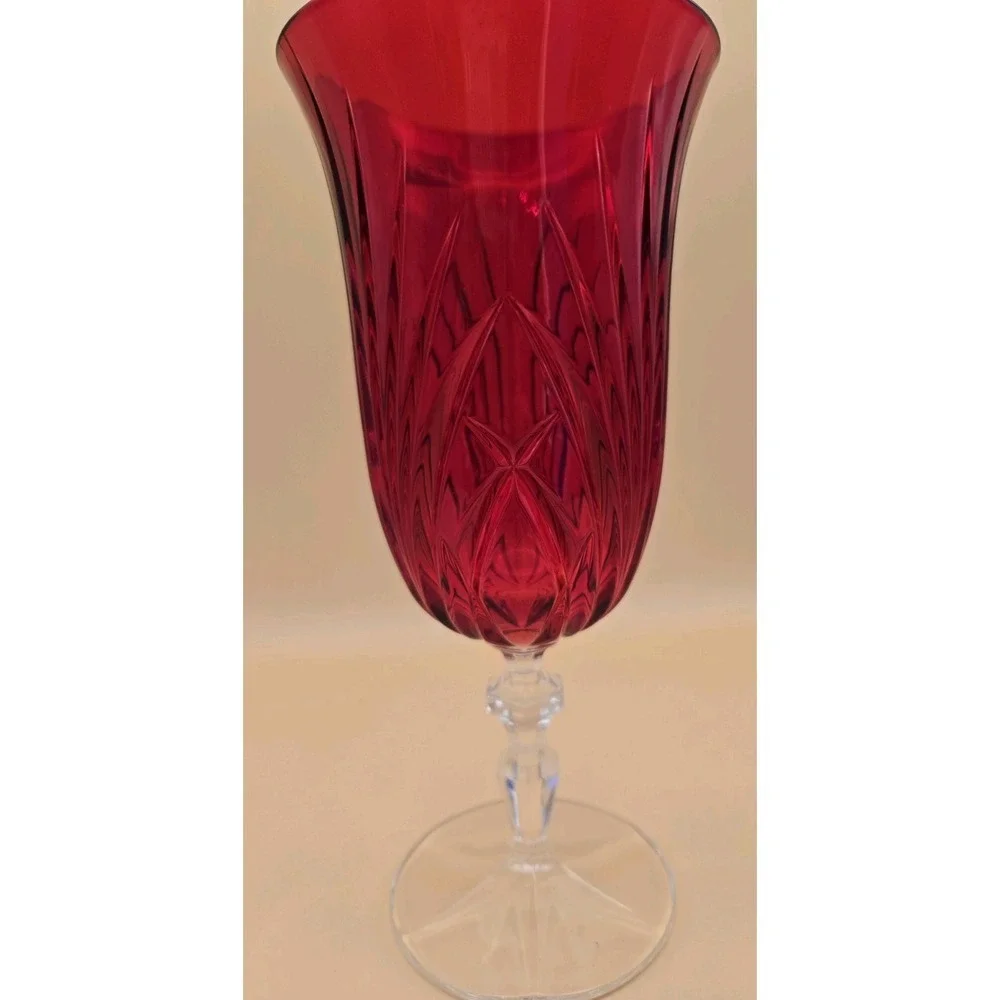Red Waterford Goblet Vintage Crystal Stemmed Goblet